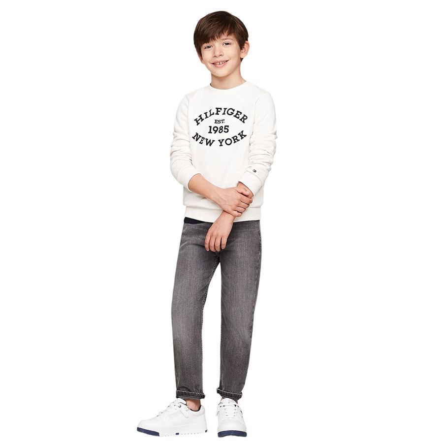 Felpa da bambino Hilfiger Monotype con logo floccato Tommy Hilfiger | THKB0KB09048YBH